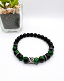 Green Tiger Eye and Onyx Beaded Bracelet