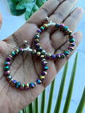 Multicolor Metallic Beaded Faceted Hoop Earrings