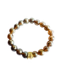 Mystic Agate Faceted Gemstone Bracelet – Brown, Gray, Champagne - 10mm