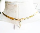 Herringbone Gold Plated Stainless Steel Necklace / Chocker - 18”