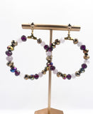 Berry Gold (Purple Mix) Beaded Hoop Earrings