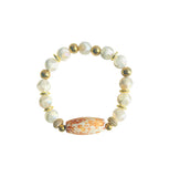 Western Luxe Tibetan Agate Gemstone Bracelet | Cow Print or Mystic Cream