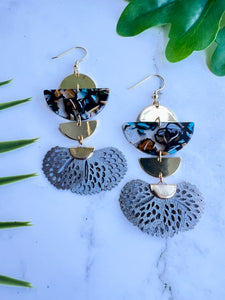 Gray Tassel Charm Multi-color Dangle Earrings
