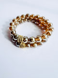 Mystic Agate Faceted Gemstone Bracelet – Brown, Gray, Champagne - 10mm