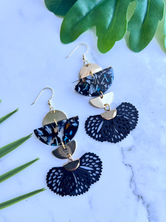 Black Tassel Charm Multi-color Dangle Earrings