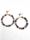 Berry Gold (Purple Mix) Beaded Hoop Earrings