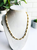Freshwater Pearl & CZ Gold Beaded Necklace - 18”