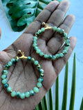 Ombré Green Beaded Faceted Hoop Earrings