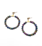 Multicolor Metallic Beaded Faceted Hoop Earrings