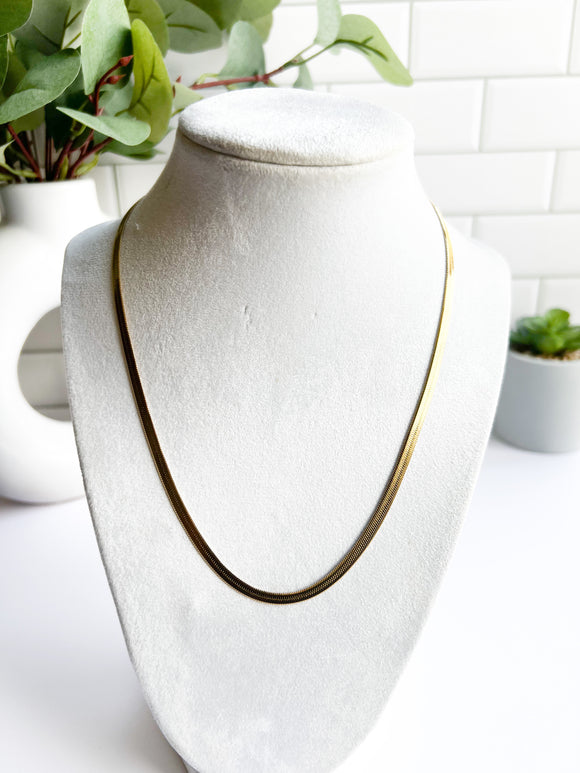 Herringbone Gold Plated Stainless Steel Necklace / Chocker - 18”