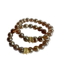 Mystic Agate Faceted Gemstone Bracelet – Brown, Gray, Champagne - 10mm