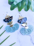 Mint Green Tassel Charm Multi-color Dangle Earrings