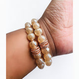 Mystic Agate Faceted Gemstone Bracelet – Brown, Gray, Champagne - 10mm