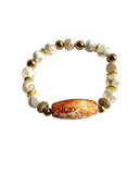 Western Luxe Tibetan Agate Gemstone Bracelet | Cow Print or Mystic Cream