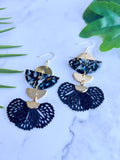 Black Tassel Charm Multi-color Dangle Earrings