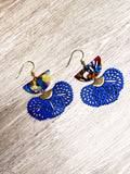 Royal Blue Multicolor Fan Charm Earrings