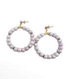 Light Pink Round Beaded Hoop Earrings