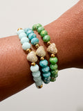 Crystal Heart Beaded Bracelet - Multiple Colors