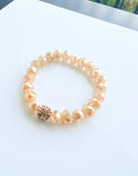 Green Stripe Agate Stack Beaded Charm Bracelet Set, “Hustle Like A Boss”