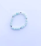 Green Stripe Agate Stack Beaded Charm Bracelet Set, “Hustle Like A Boss”