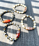 Western Luxe Tibetan Agate Gemstone Bracelet | Cow Print or Mystic Cream