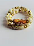 Western Luxe Tibetan Agate Gemstone Bracelet | Cow Print or Mystic Cream
