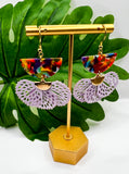 Lavender Multicolor Fan Charm Earrings