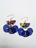 Purple Multicolor Fan Charm Earrings