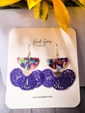 Purple Multicolor Fan Charm Earrings