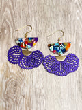 Purple Multicolor Fan Charm Earrings