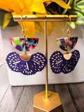 Purple Multicolor Fan Charm Earrings