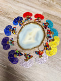 Lavender Multicolor Fan Charm Earrings