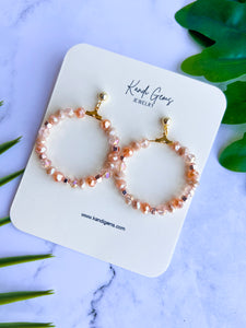 Champagne Mix Beaded Faceted Hoop Earrings
