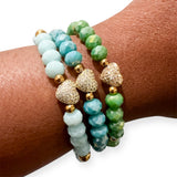 Crystal Heart Beaded Bracelet - Multiple Colors