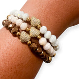 Crystal Heart Beaded Bracelet - Multiple Colors