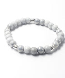 Matte Blue & White Agate 5 piece bracelet set