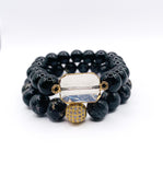 Black Sea Sediment Jasper 5 Piece Beaded Stack Bracelet Set