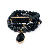 Black Sea Sediment Jasper 5 Piece Beaded Stack Bracelet Set