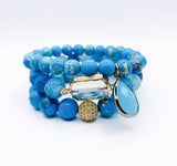 Blue Sea Sediment Jasper 5 Piece Bracelet Set