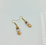 Pink and Antique Gold Beaded Necklace, Earrings and Bracelet Set