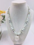 White and Gold Beaded Statement Necklace and Bracelet