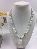 White and Gold Beaded Statement Necklace and Bracelet