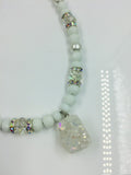 White and Gold Beaded Statement Necklace and Bracelet