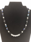 Black, Blue and Gray Glass Beaded Necklace and Bracelet Set