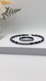 Black, Blue and Gray Glass Beaded Necklace and Bracelet Set