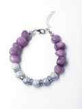 Amethyst and Gray Beaded Stretch & Adjustable Bracelet Set