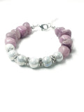 Amethyst and Gray Beaded Stretch & Adjustable Bracelet Set
