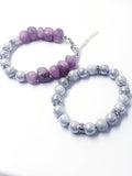 Amethyst and Gray Beaded Stretch & Adjustable Bracelet Set