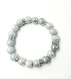 Amethyst and Gray Beaded Stretch & Adjustable Bracelet Set
