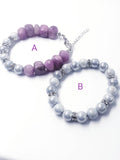 Amethyst and Gray Beaded Stretch & Adjustable Bracelet Set